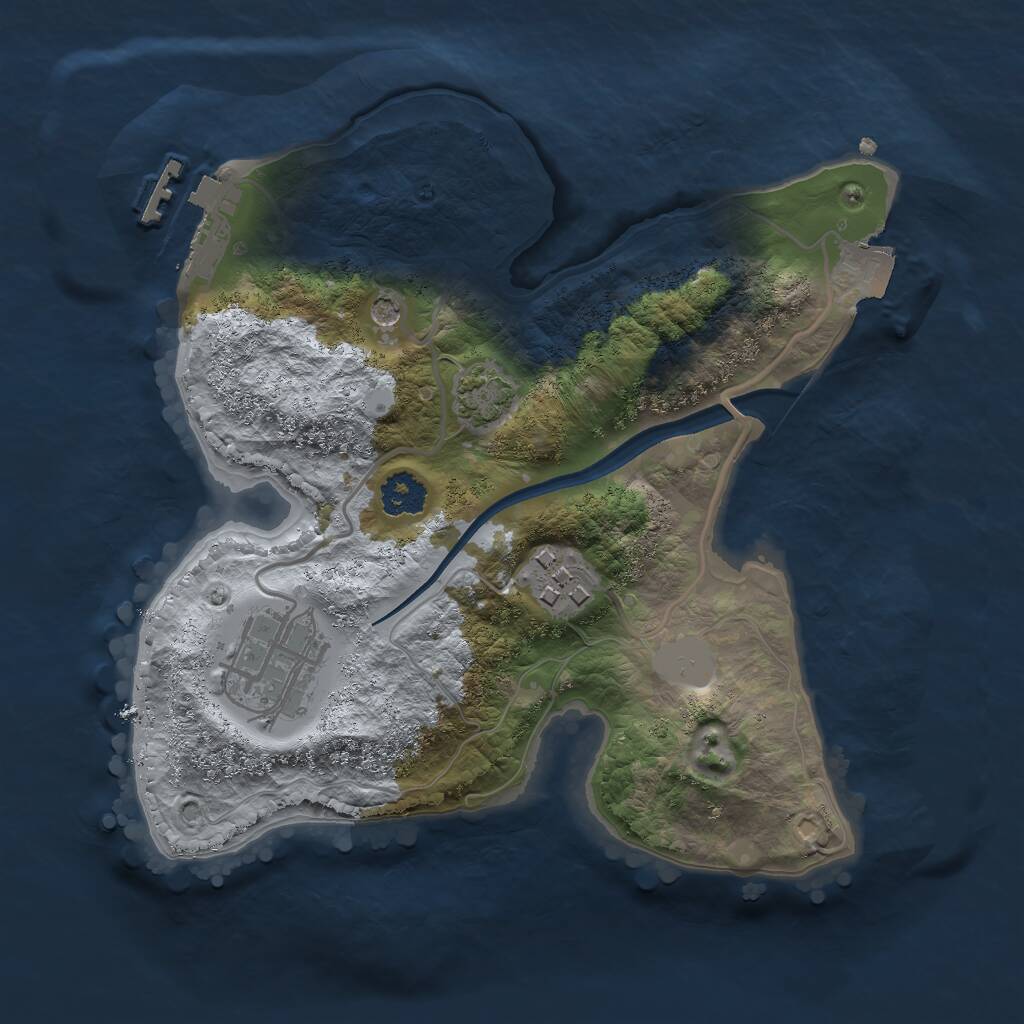 Rust Map: Procedural Map, Size: 2300, Seed: 49657, 6 Monuments