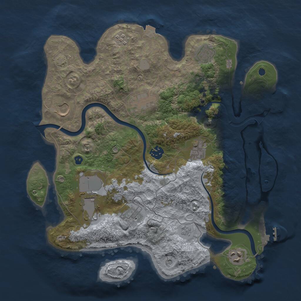 Rust Map: Procedural Map, Size: 3500, Seed: 999448552, 15 Monuments