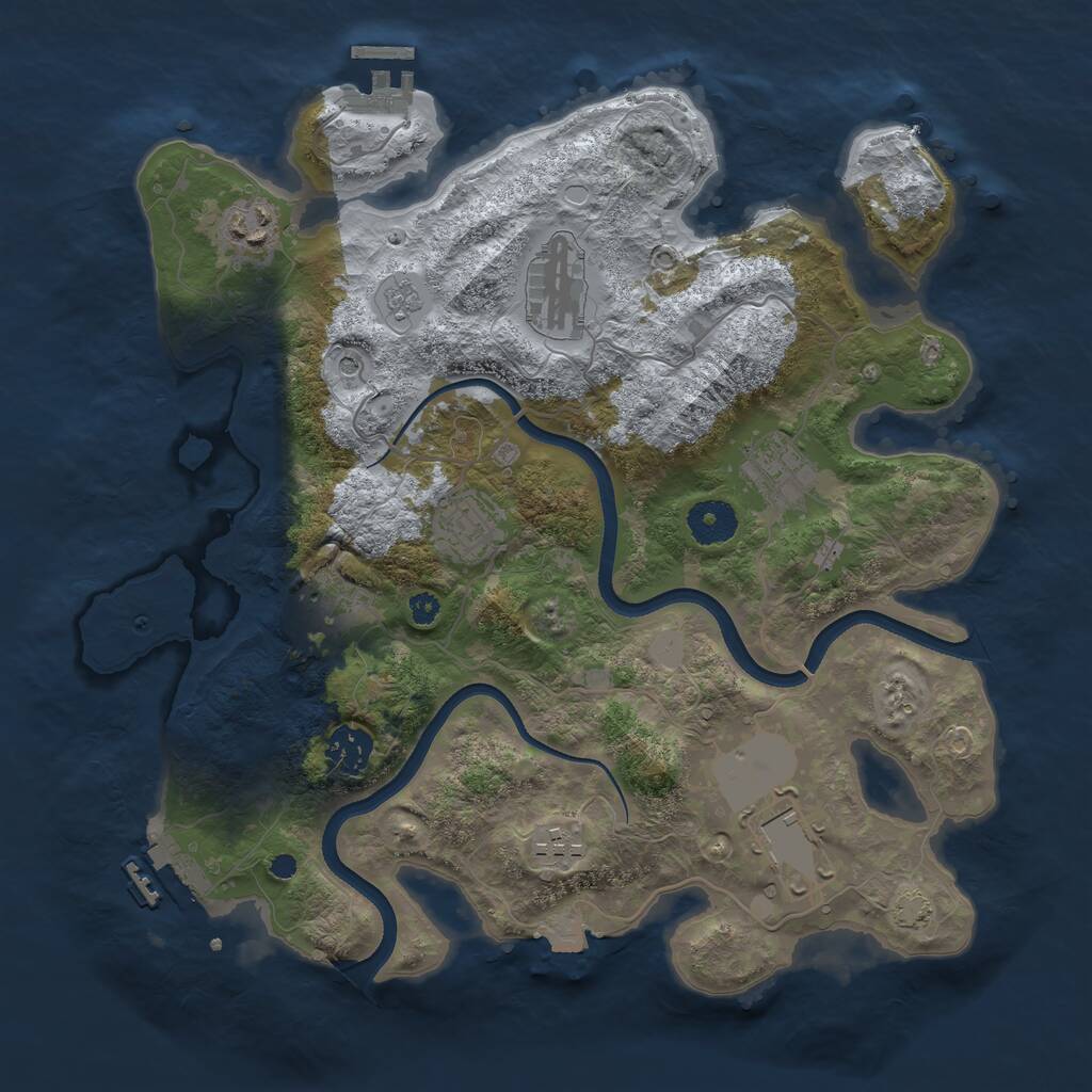 Rust Map: Procedural Map, Size: 3500, Seed: 83346775, 14 Monuments