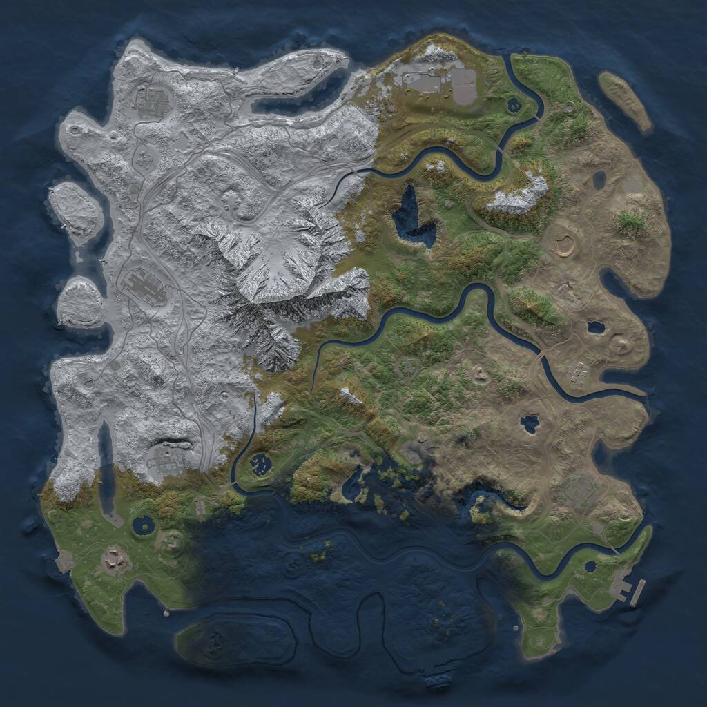Rust Map: Procedural Map, Size: 5000, Seed: 622, 17 Monuments