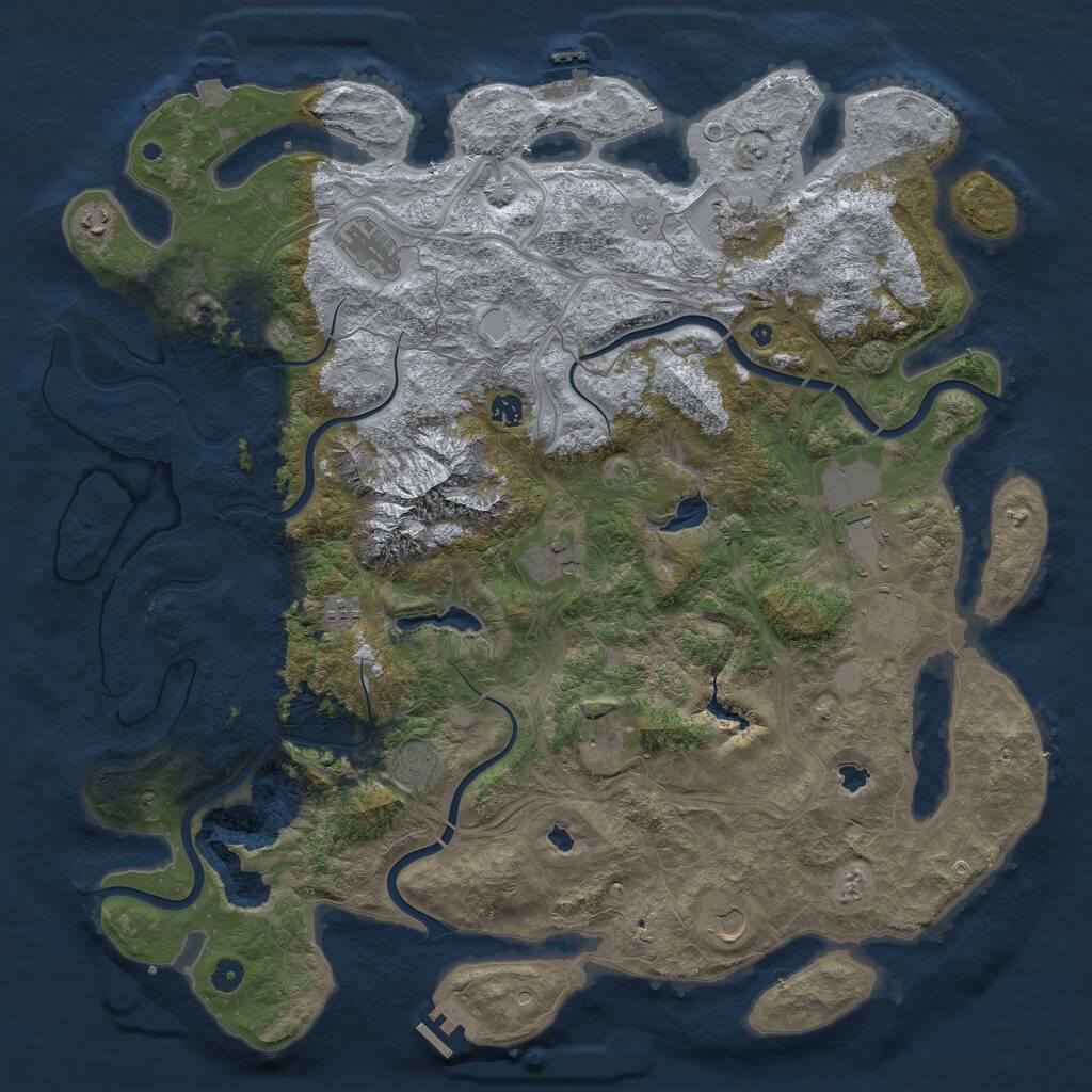 Rust Map: Procedural Map, Size: 5000, Seed: 7413577, 17 Monuments