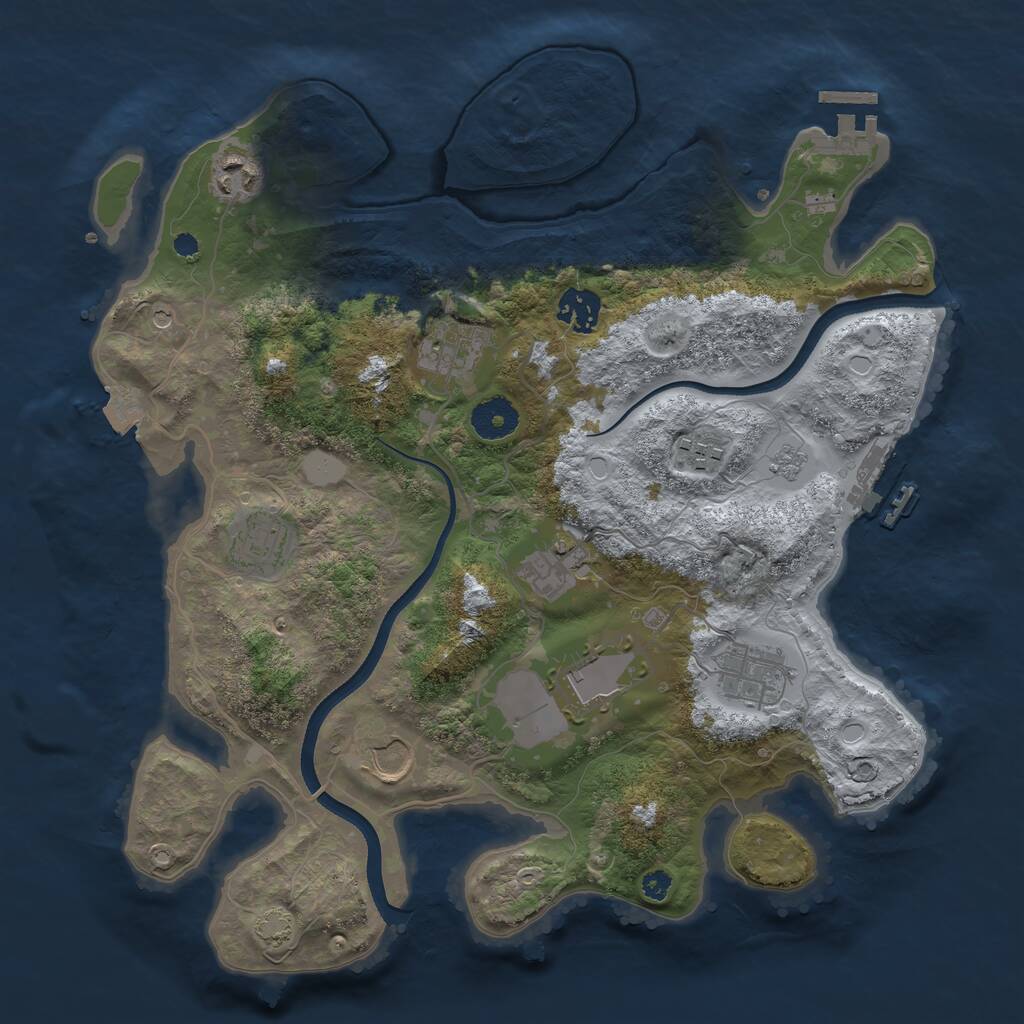 Rust Map: Procedural Map, Size: 3500, Seed: 481771804, 15 Monuments