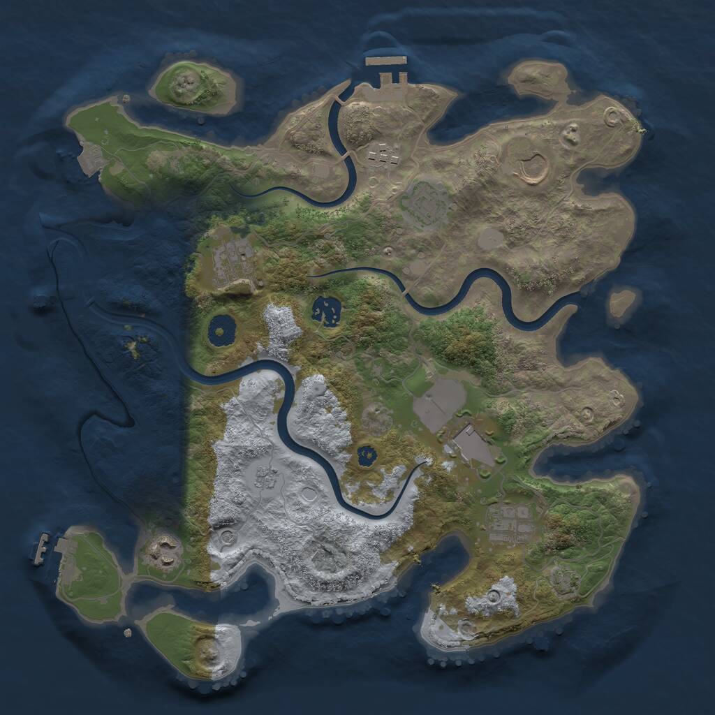 Rust Map: Procedural Map, Size: 3500, Seed: 18249751, 14 Monuments