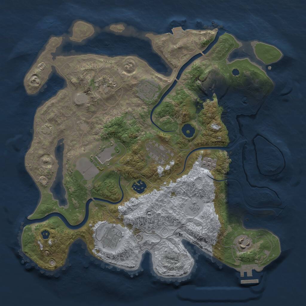 Rust Map: Procedural Map, Size: 3500, Seed: 2143975839, 14 Monuments