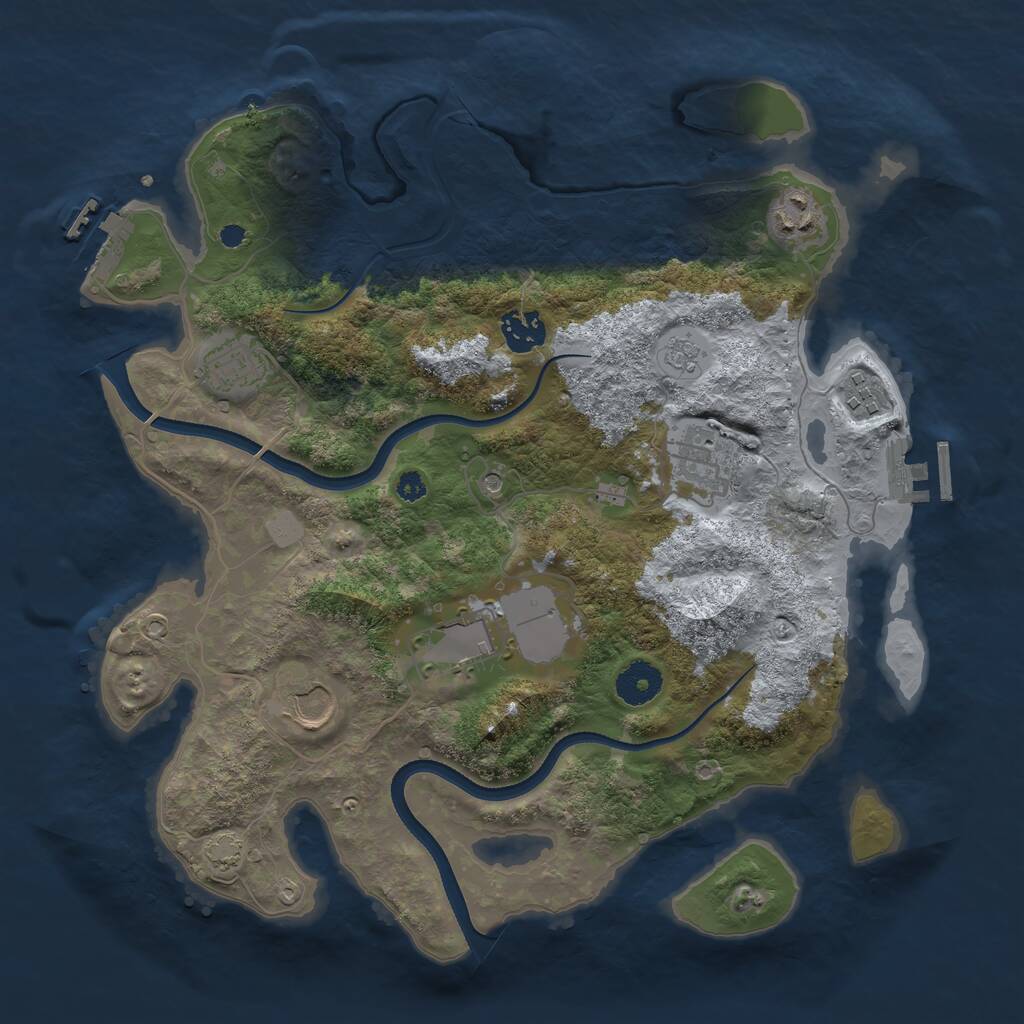 Rust Map: Procedural Map, Size: 3500, Seed: 1708768241, 13 Monuments