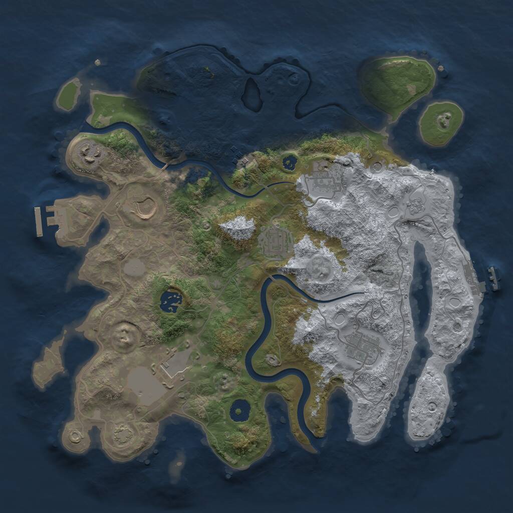 Rust Map: Procedural Map, Size: 3500, Seed: 5273457, 14 Monuments