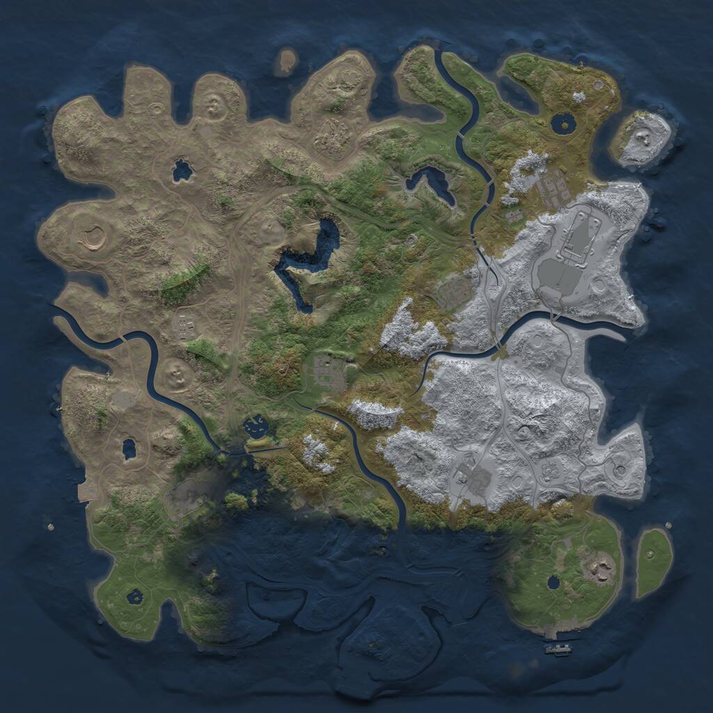 Rust Map: Procedural Map, Size: 4500, Seed: 741938683, 17 Monuments