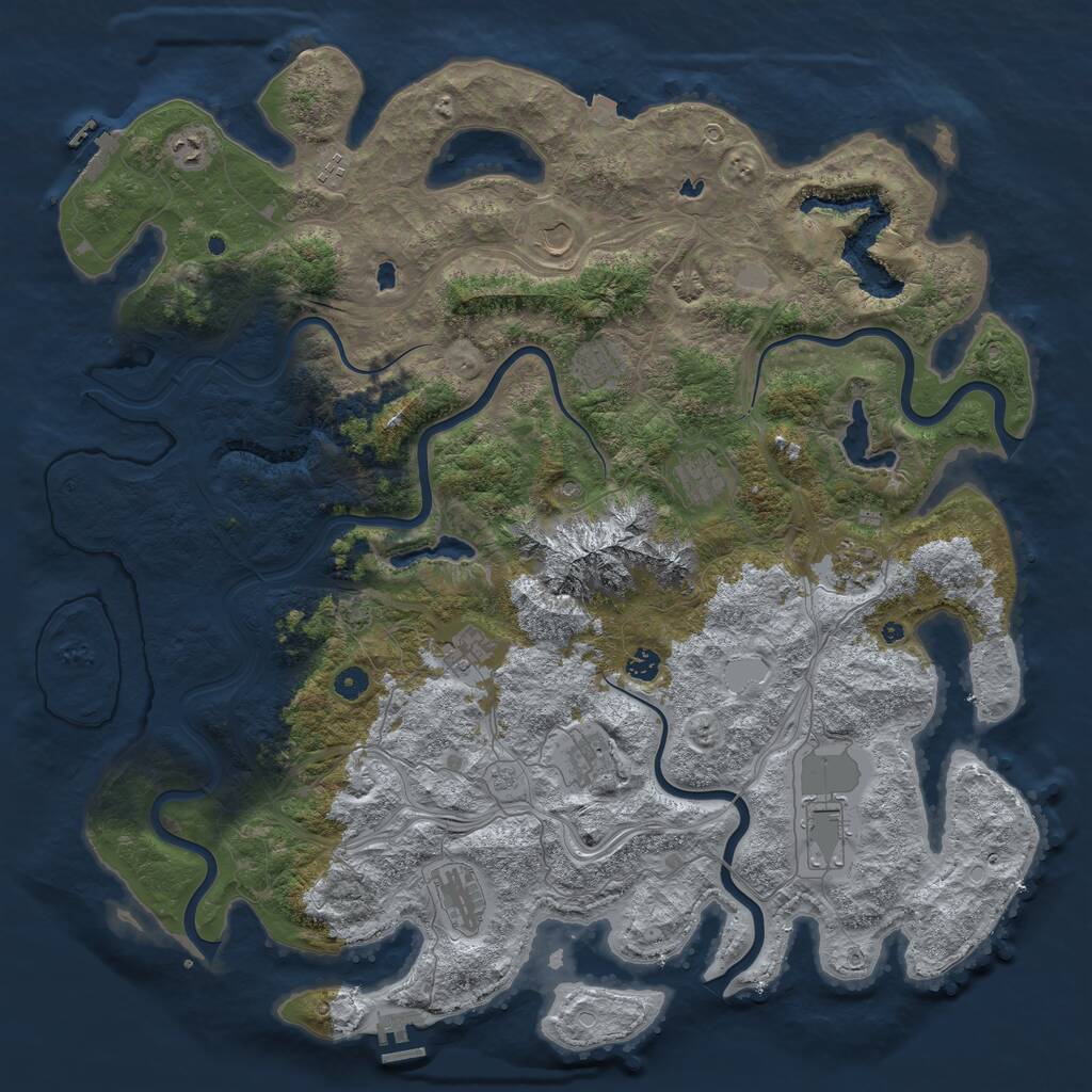 Rust Map: Procedural Map, Size: 5000, Seed: 49997, 17 Monuments