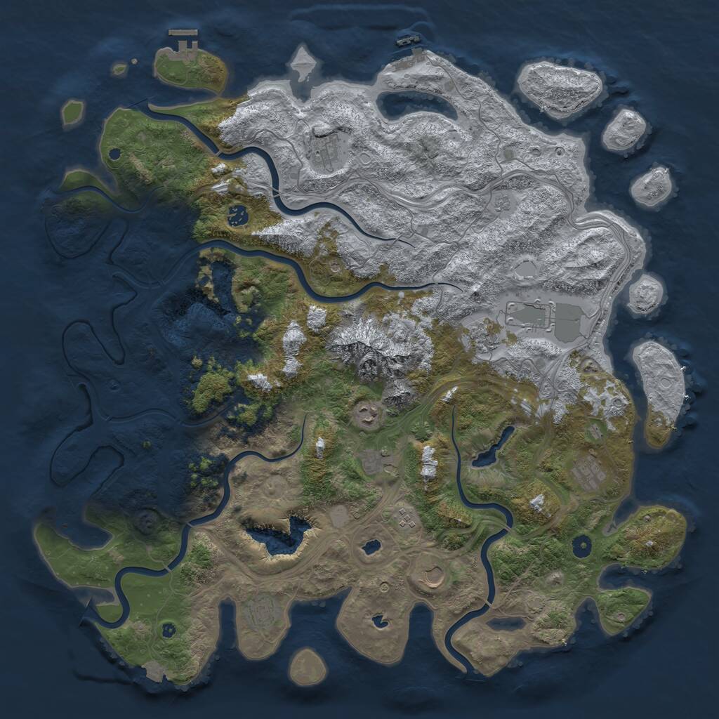 Rust Map: Procedural Map, Size: 5000, Seed: 987654, 16 Monuments