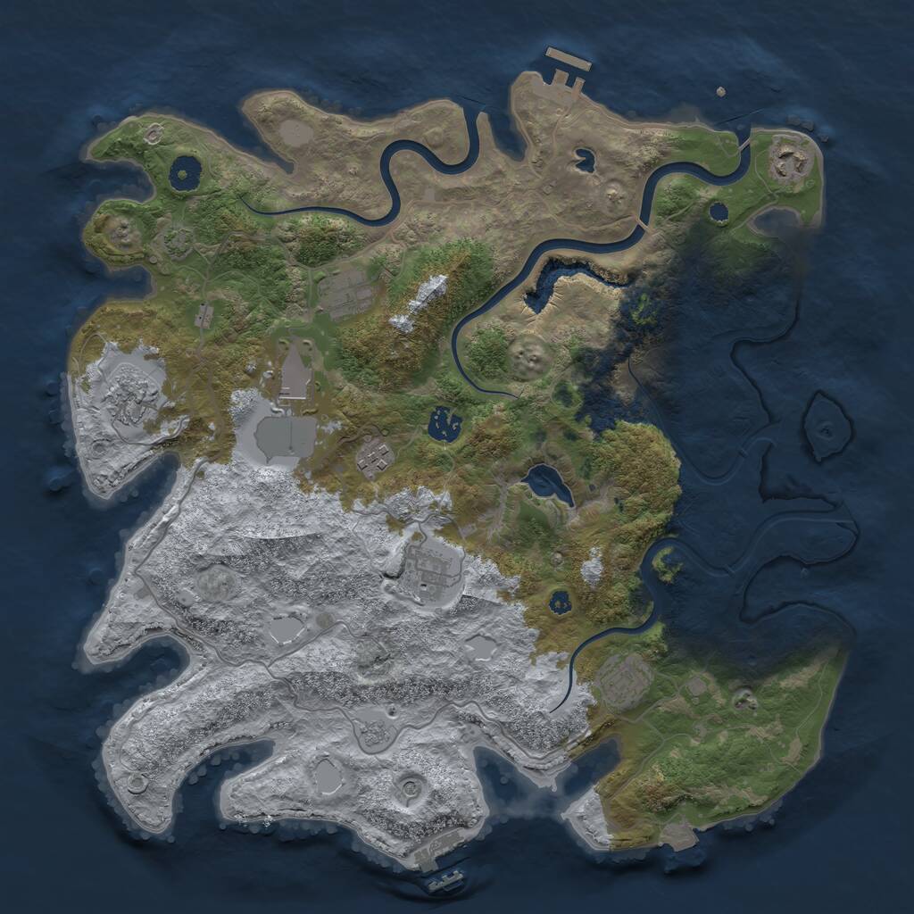 Rust Map: Procedural Map, Size: 4000, Seed: 3425, 14 Monuments