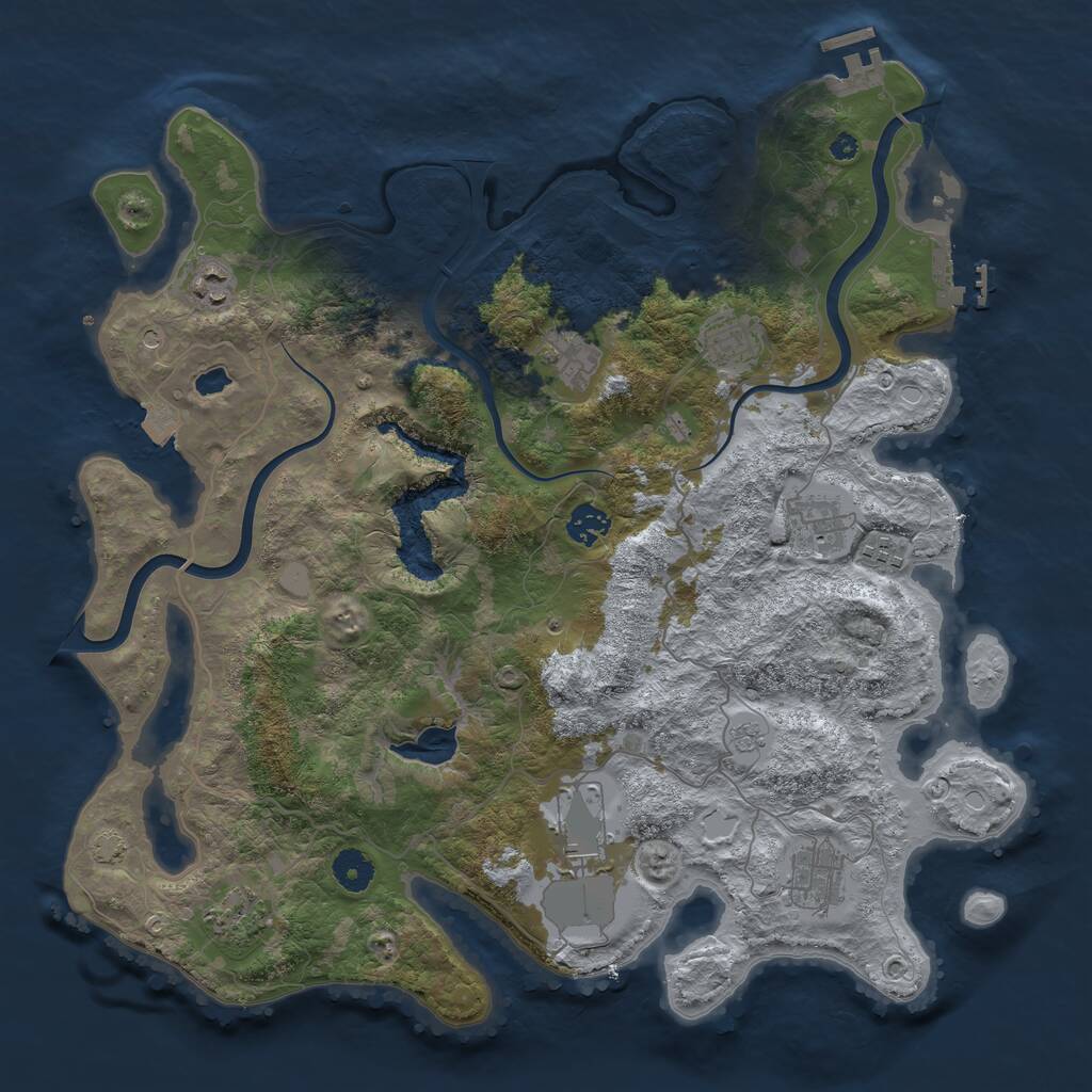 Rust Map: Procedural Map, Size: 4000, Seed: 998444280, 15 Monuments