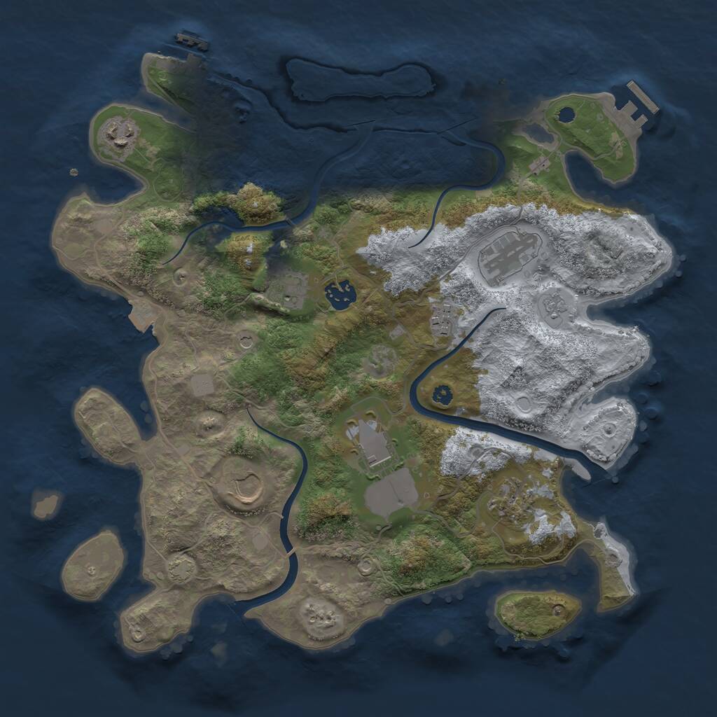 Rust Map: Procedural Map, Size: 3600, Seed: 4085, 14 Monuments
