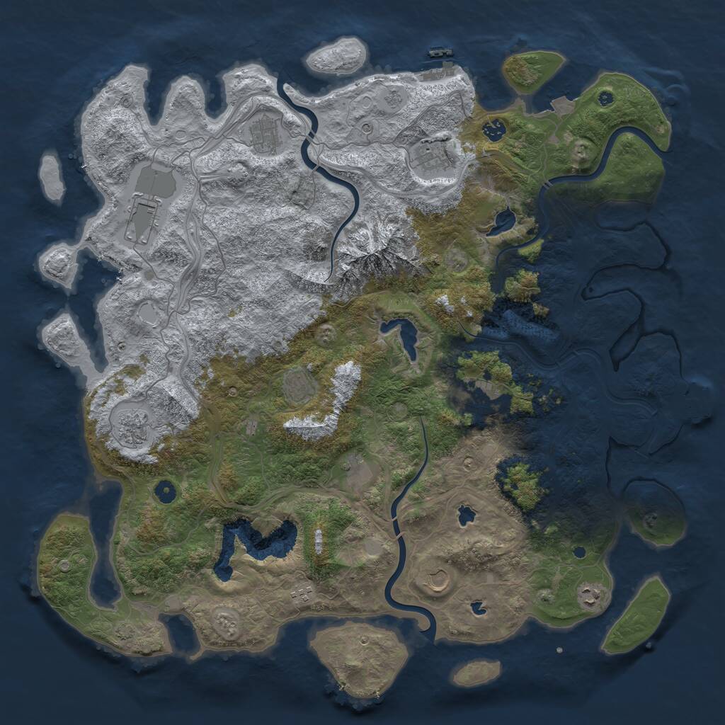 Rust Map: Procedural Map, Size: 5000, Seed: 33434, 17 Monuments