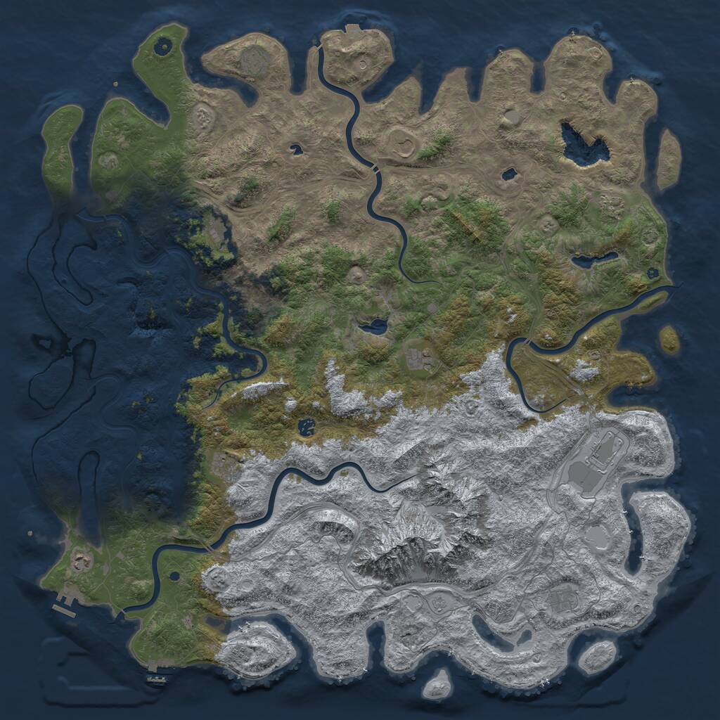 Rust Map: Procedural Map, Size: 6000, Seed: 1609640807, 17 Monuments