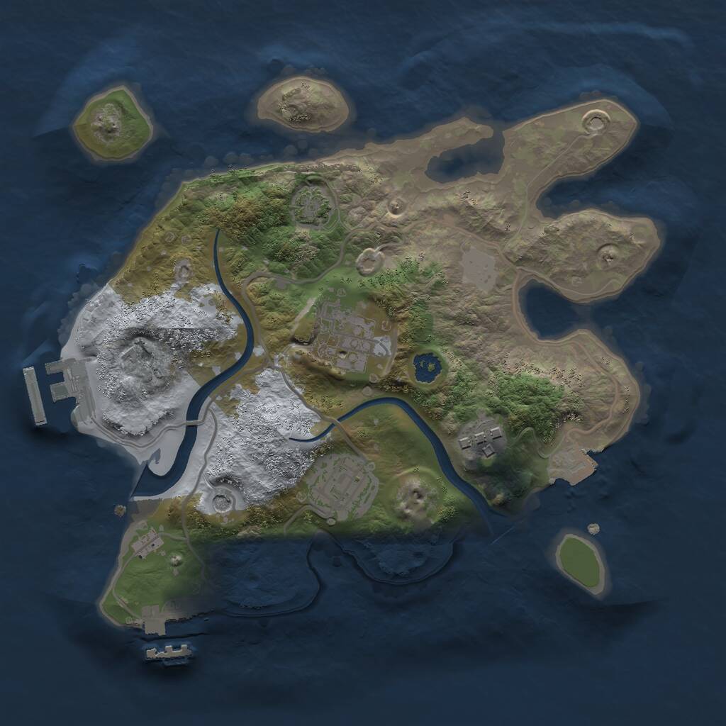 Rust Map: Procedural Map, Size: 2500, Seed: 712374, 8 Monuments