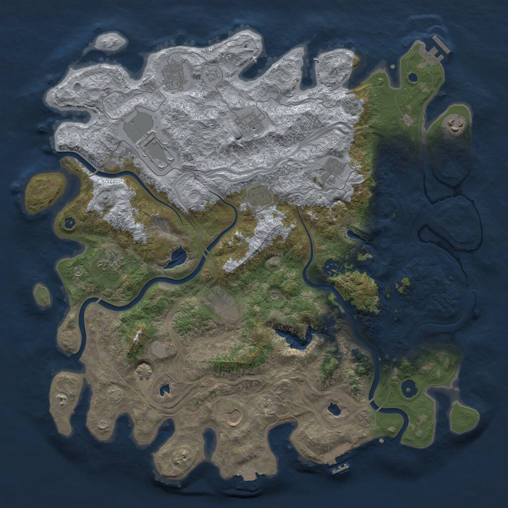 Rust Map: Procedural Map, Size: 4500, Seed: 342261448, 17 Monuments