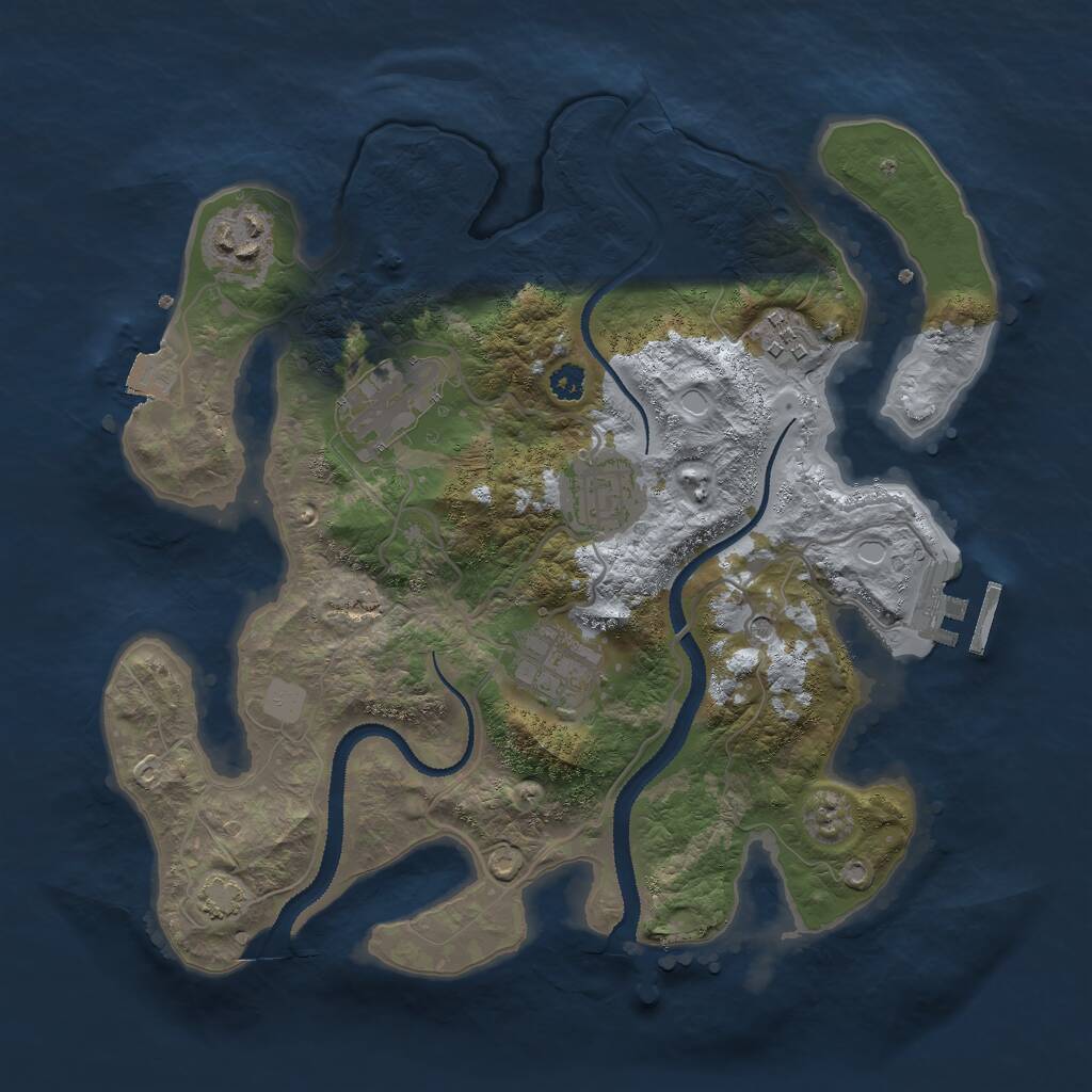 Rust Map: Procedural Map, Size: 3000, Seed: 5082943, 9 Monuments