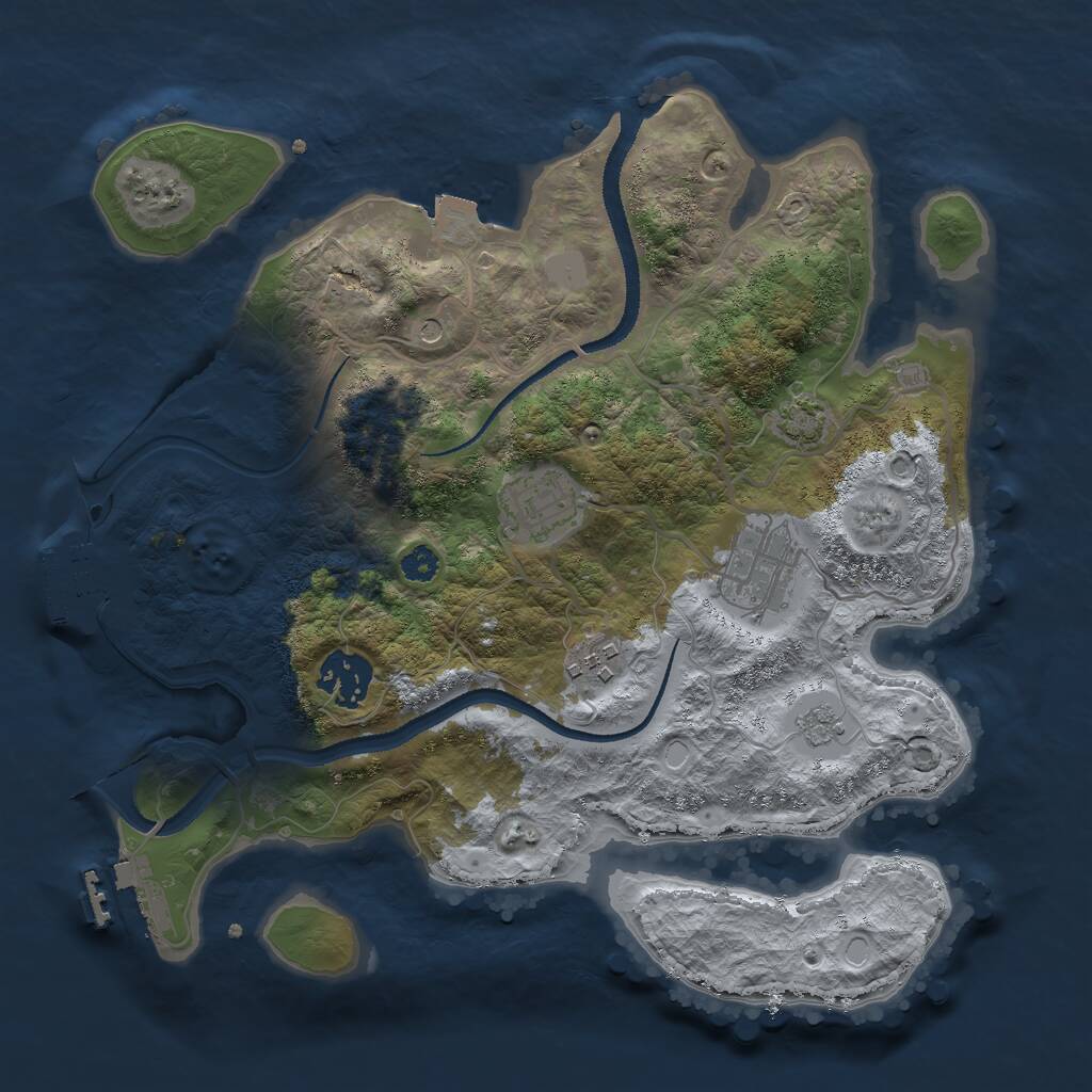 Rust Map: Procedural Map, Size: 3000, Seed: 19484, 10 Monuments