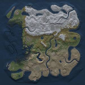 Thumbnail Rust Map: Procedural Map, Size: 4300, Seed: 79843323, 16 Monuments