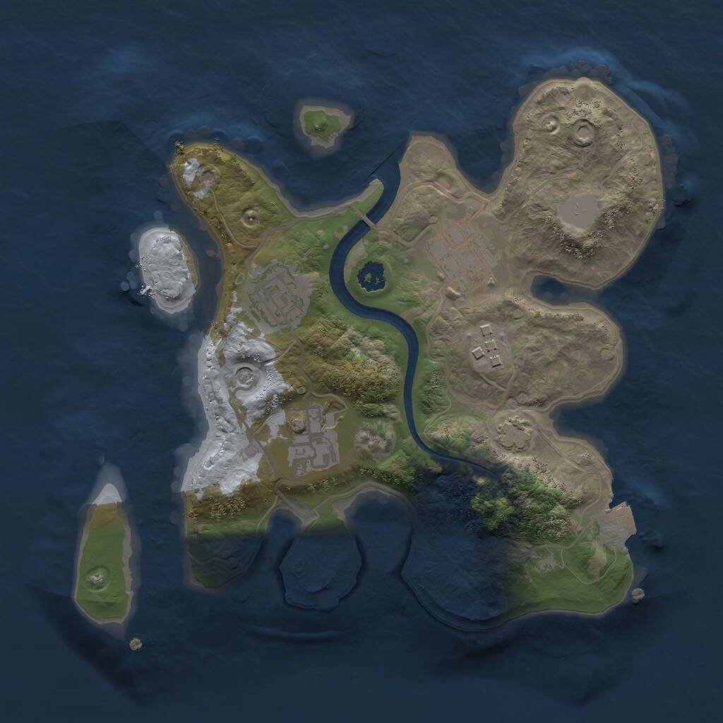 Rust Map: Procedural Map, Size: 2500, Seed: 2072112930, 7 Monuments
