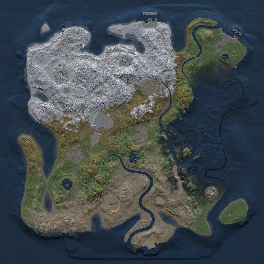 Rust Map: Procedural Map, Size: 3750, Seed: 2026826815, 16 Monuments