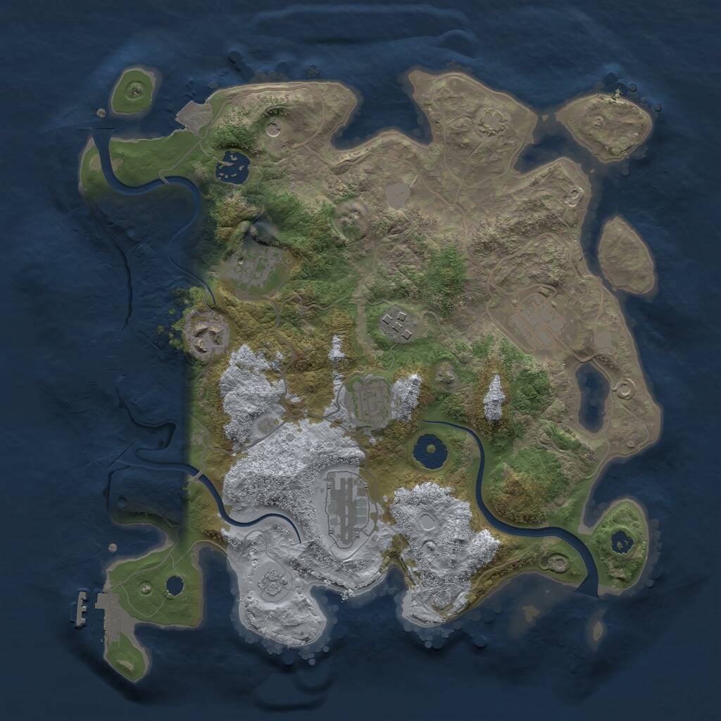 Rust Map: Procedural Map, Size: 3250, Seed: 365278441, 13 Monuments