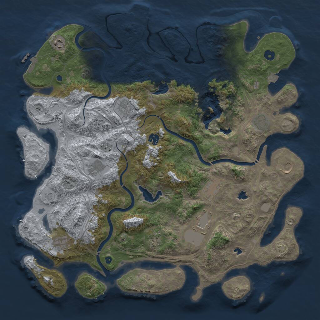 Rust Map: Procedural Map, Size: 4500, Seed: 619556, 17 Monuments