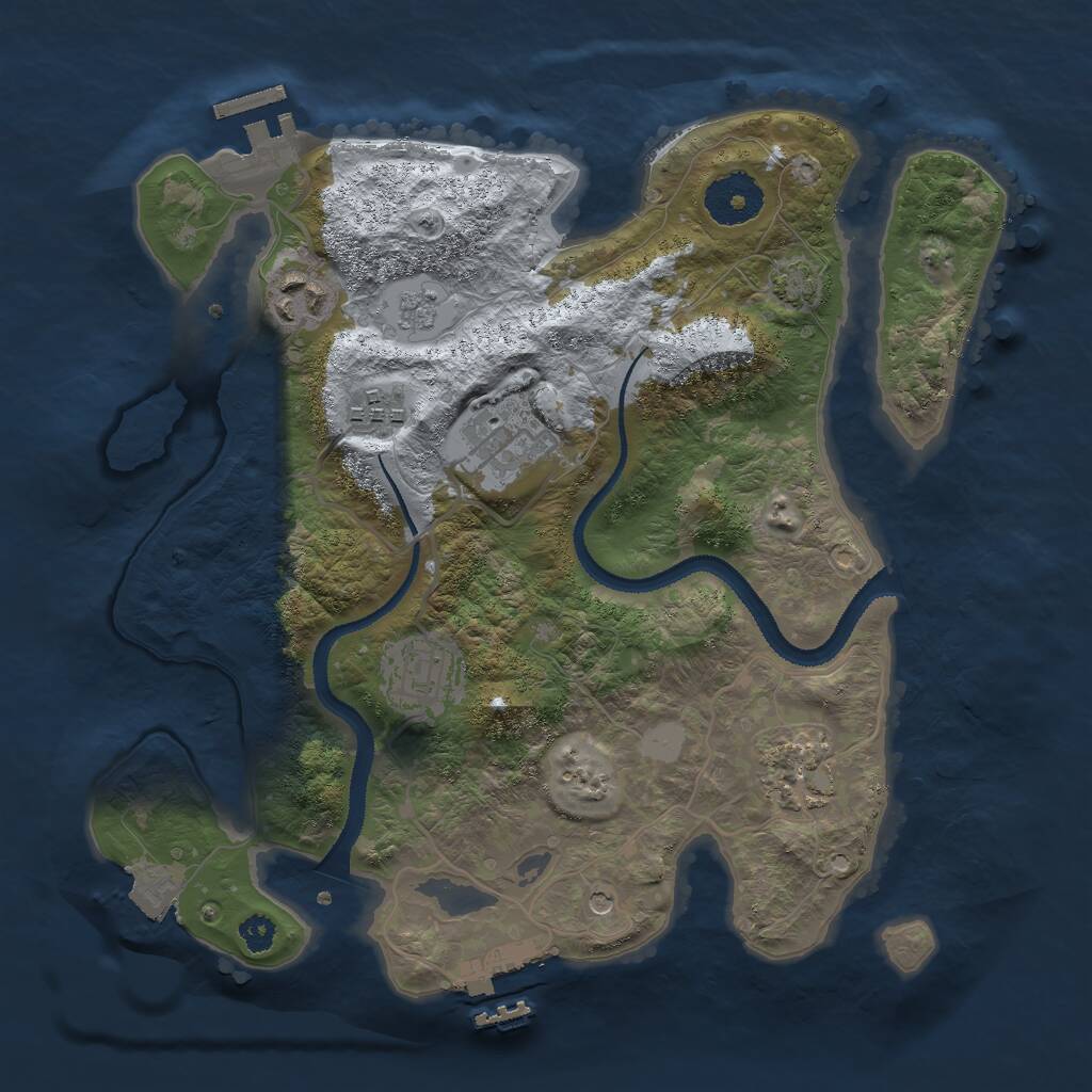 Rust Map: Procedural Map, Size: 3000, Seed: 691943229, 11 Monuments