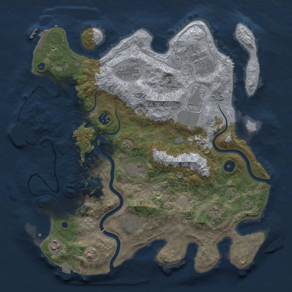 Rust Map: Procedural Map, Size: 3800, Seed: 3823, 15 Monuments