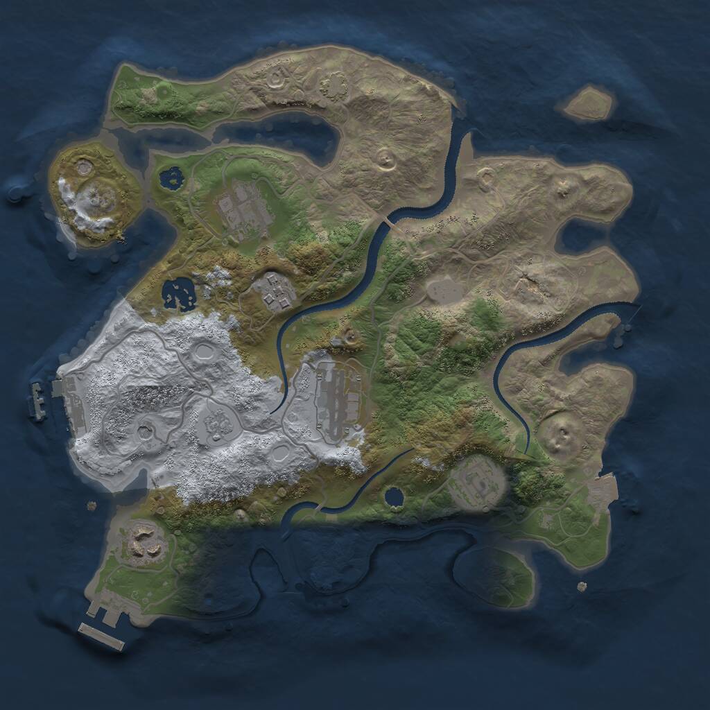 Rust Map: Procedural Map, Size: 3000, Seed: 712374, 12 Monuments