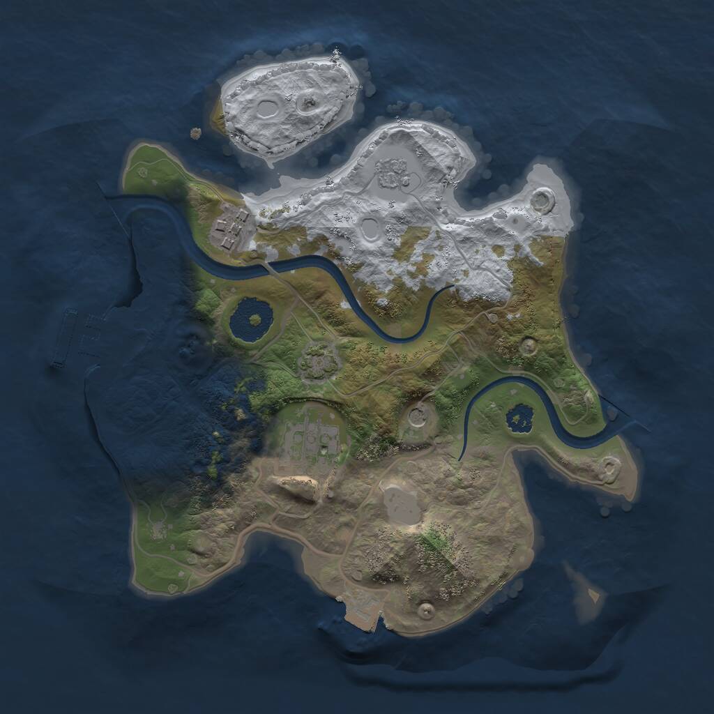 Rust Map: Procedural Map, Size: 2500, Seed: 214599010, 7 Monuments