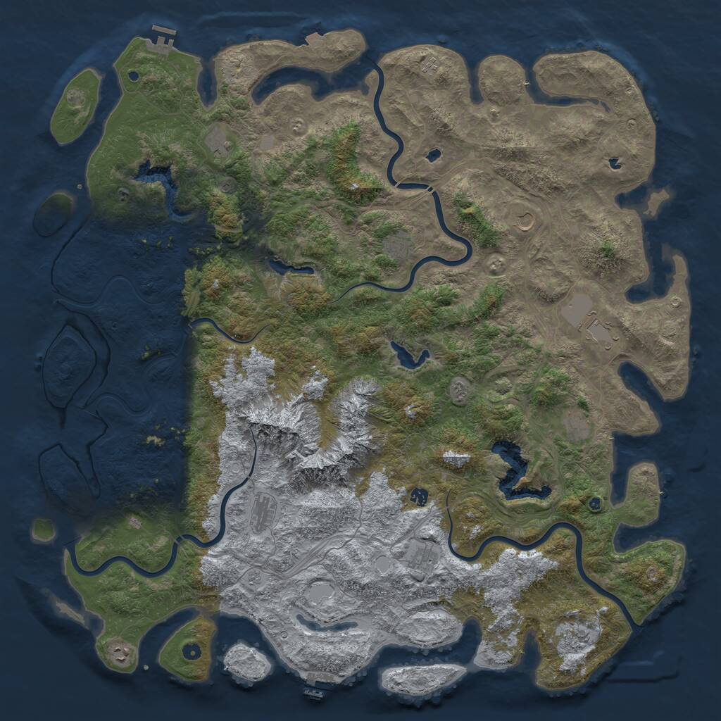 Rust Map: Procedural Map, Size: 6000, Seed: 912226660, 17 Monuments