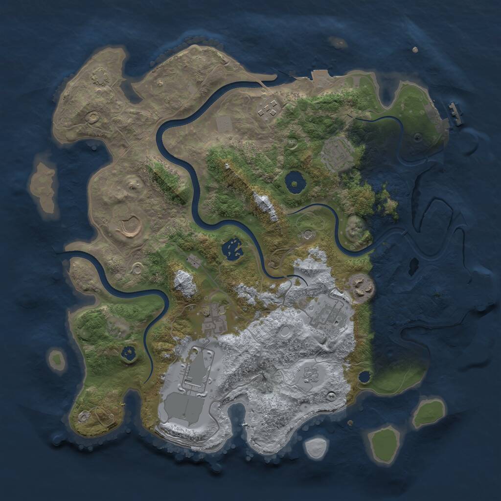 Rust Map: Procedural Map, Size: 3500, Seed: 490094, 14 Monuments
