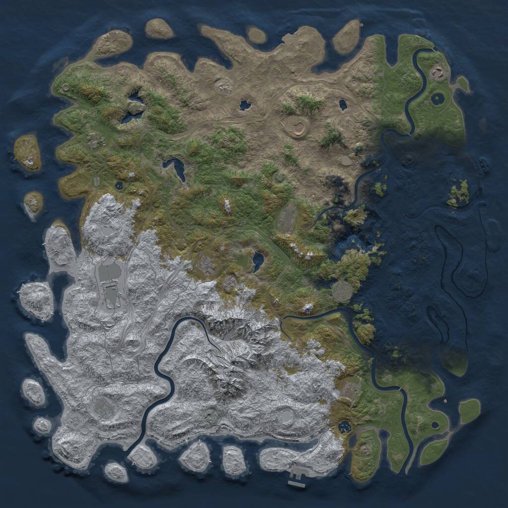 Rust Map: Procedural Map, Size: 6000, Seed: 24680135, 17 Monuments