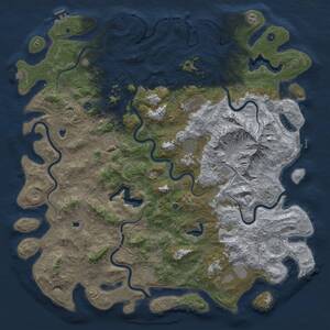 Thumbnail Rust Map: Procedural Map, Size: 6000, Seed: 24680, 17 Monuments