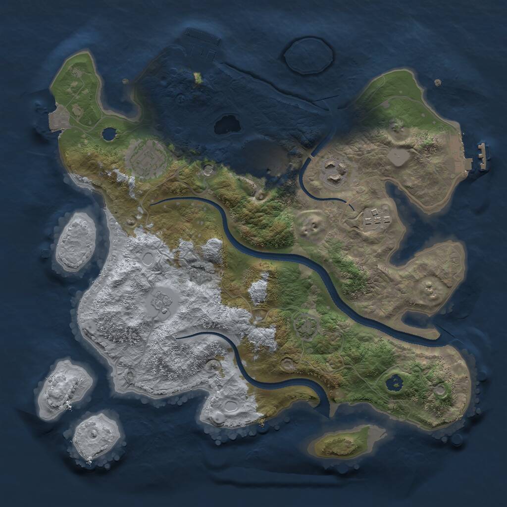 Rust Map: Procedural Map, Size: 3000, Seed: 1550291284, 10 Monuments