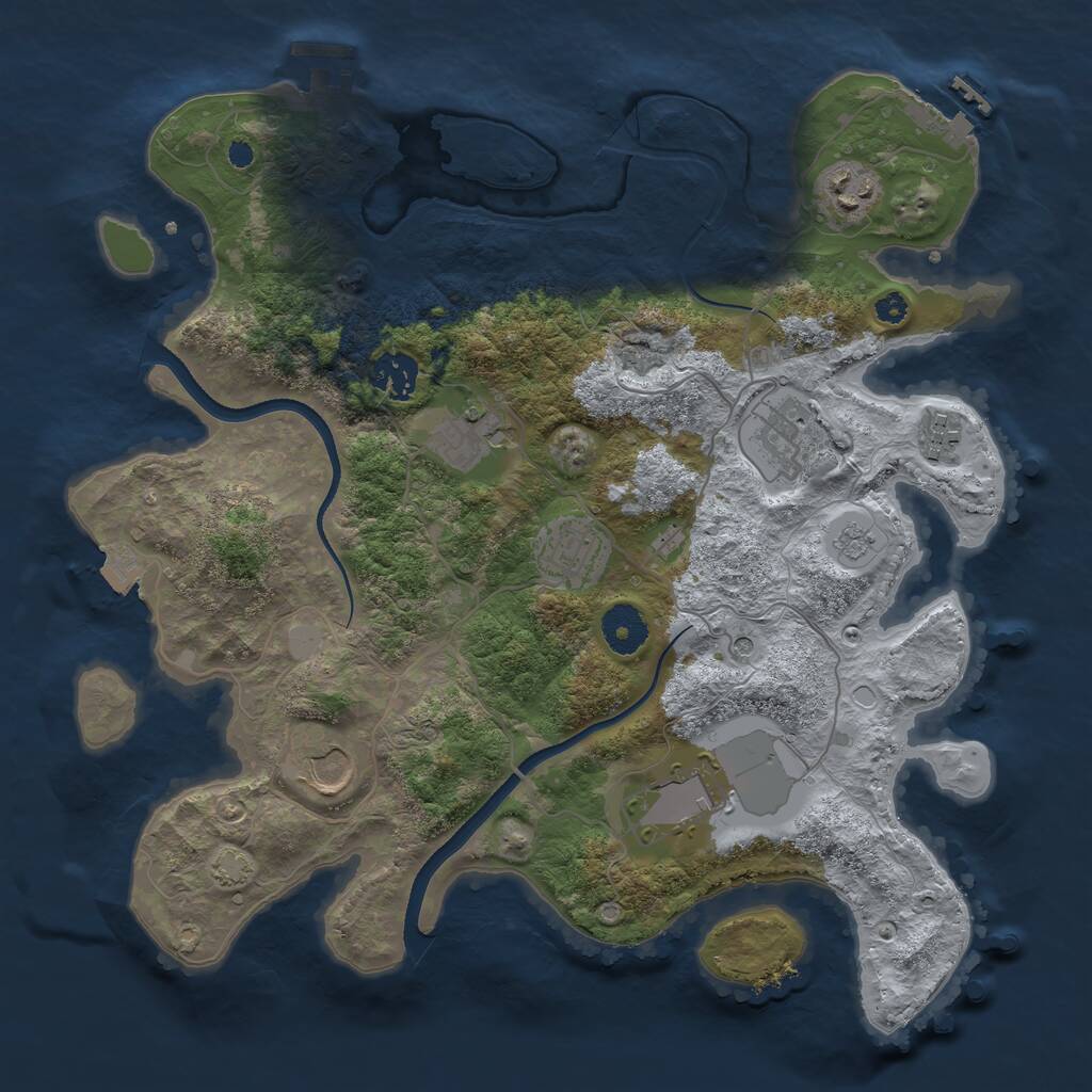 Rust Map: Procedural Map, Size: 3500, Seed: 986891207, 14 Monuments