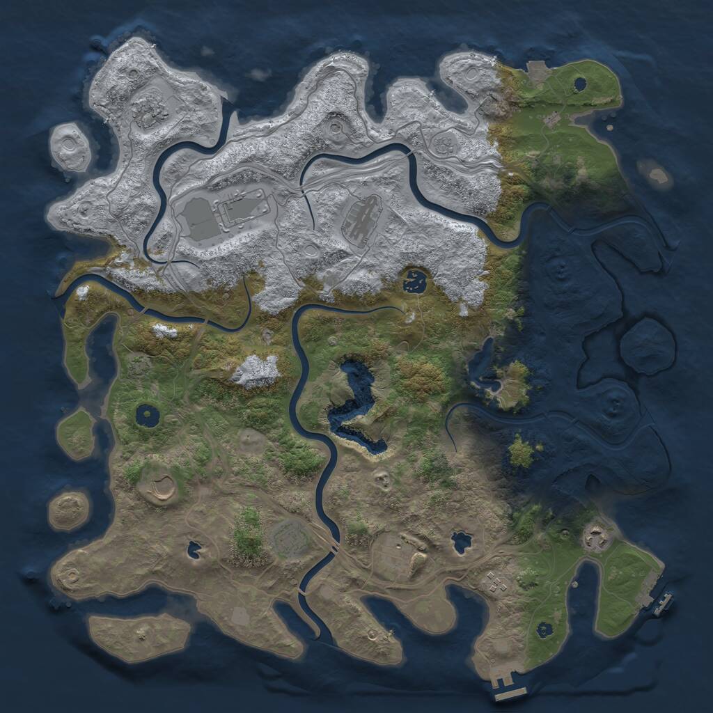 Rust Map: Procedural Map, Size: 4500, Seed: 843687043, 15 Monuments