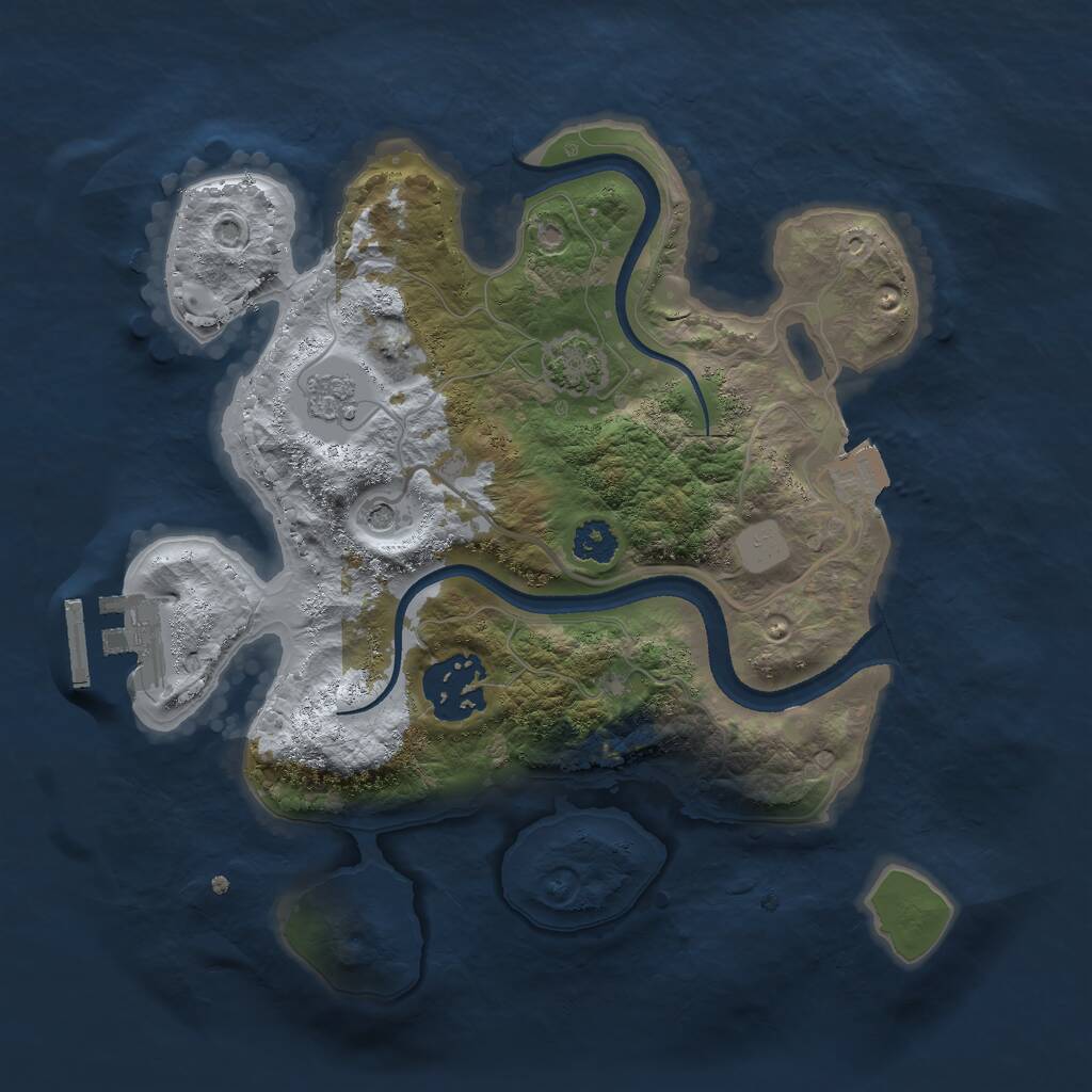 Rust Map: Procedural Map, Size: 2500, Seed: 23232, 6 Monuments