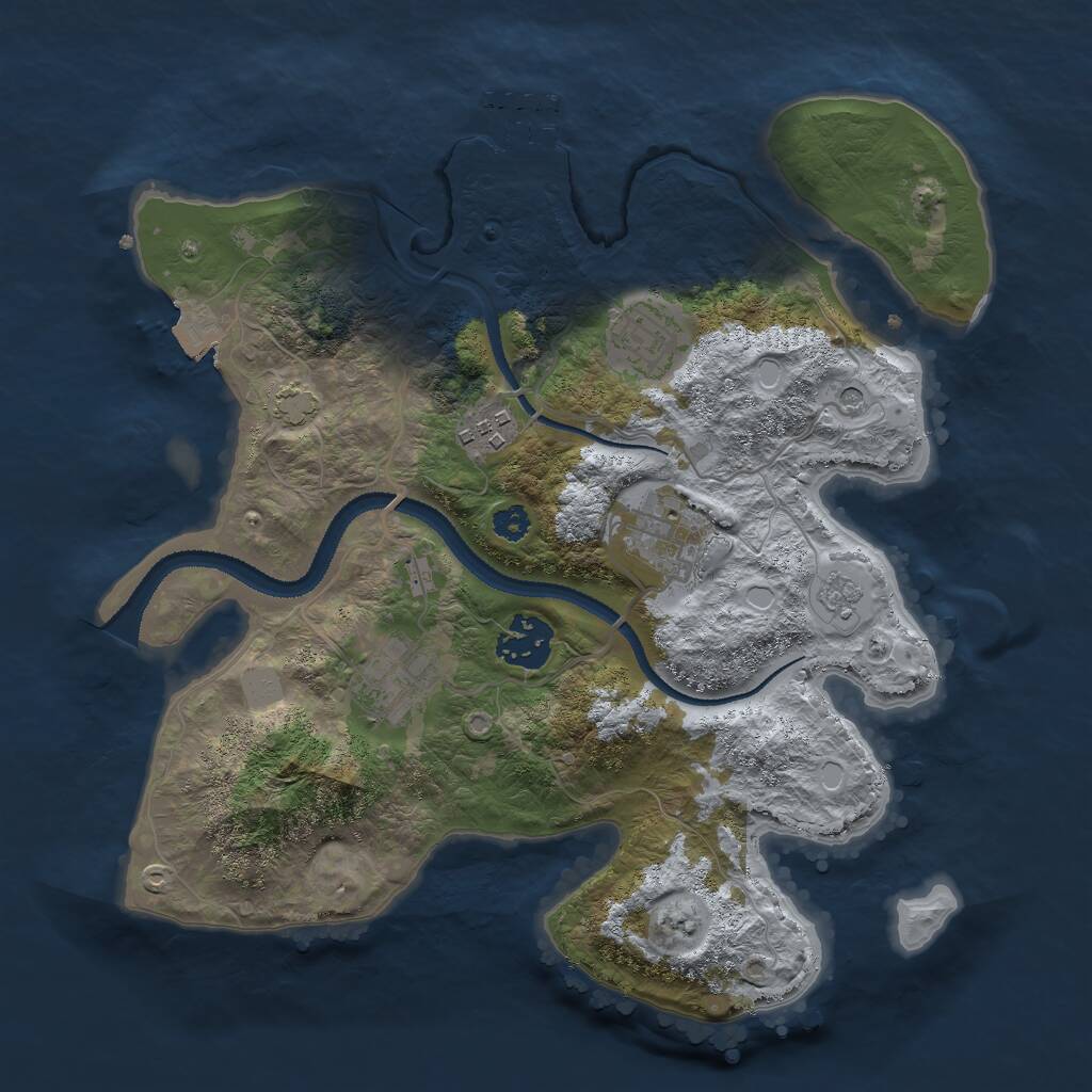 Rust Map: Procedural Map, Size: 3000, Seed: 29937, 10 Monuments
