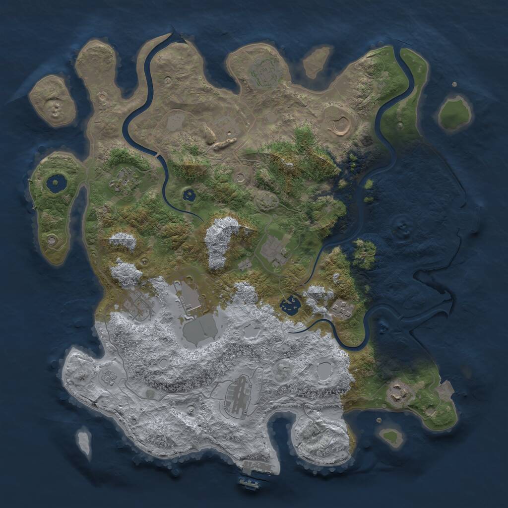 Rust Map: Procedural Map, Size: 3989, Seed: 6738, 17 Monuments