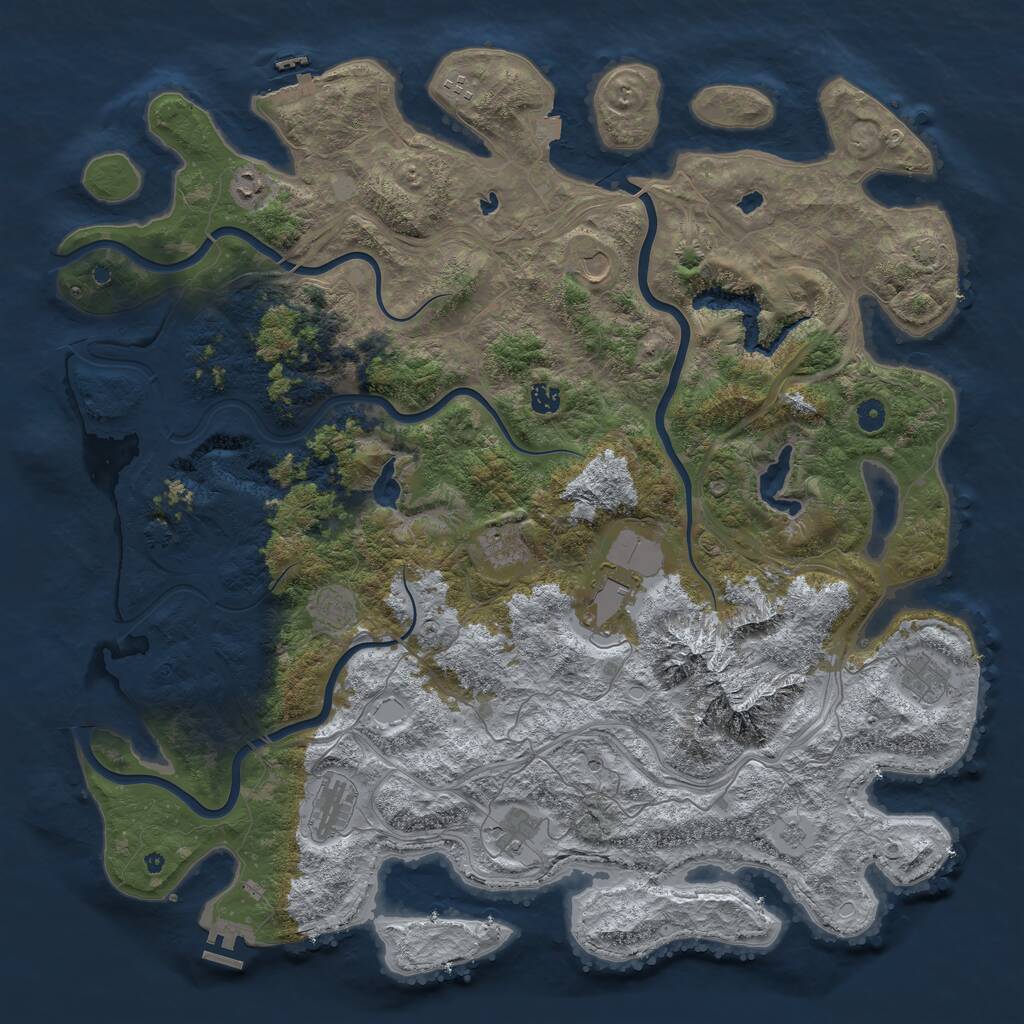 Rust Map: Procedural Map, Size: 5000, Seed: 273845730, 16 Monuments