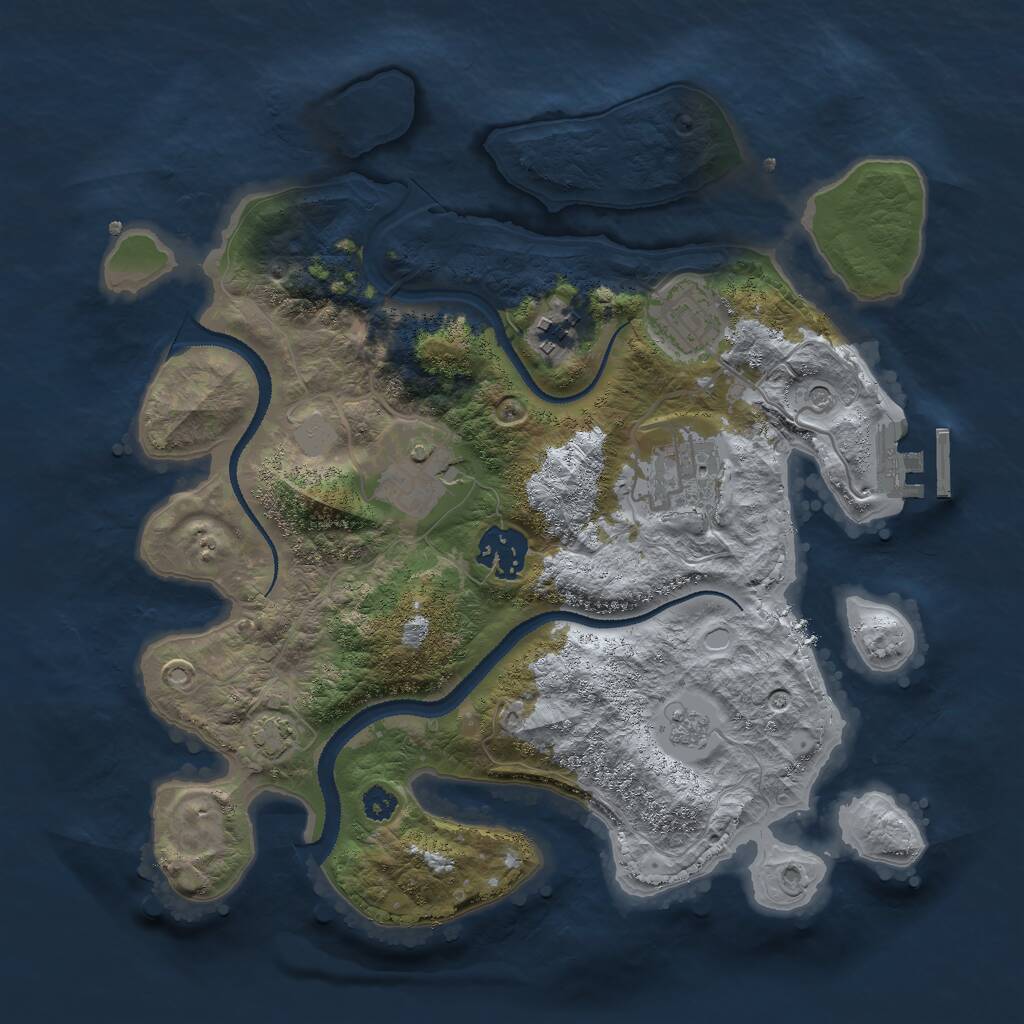 Rust Map: Procedural Map, Size: 3000, Seed: 5216047, 10 Monuments