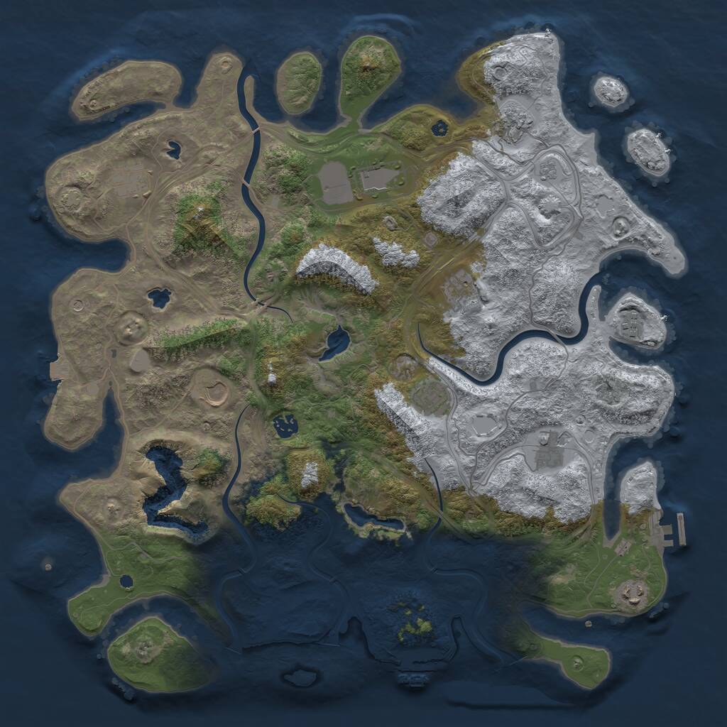 Rust Map: Procedural Map, Size: 4500, Seed: 828513097, 16 Monuments