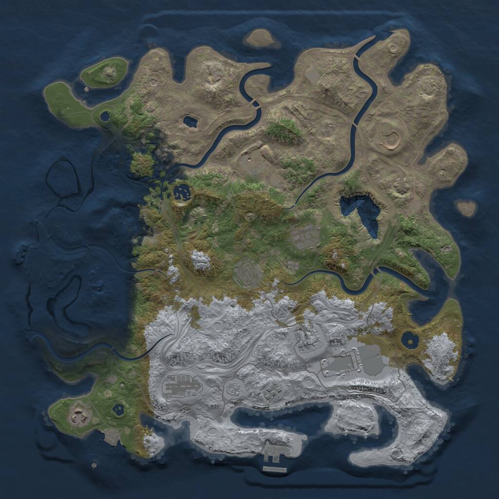 Rust Map: Procedural Map, Size: 4250, Seed: 8043, 16 Monuments