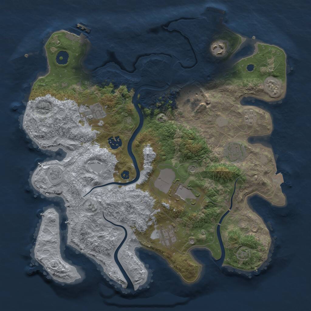 Rust Map: Procedural Map, Size: 3500, Seed: 1507528335, 14 Monuments