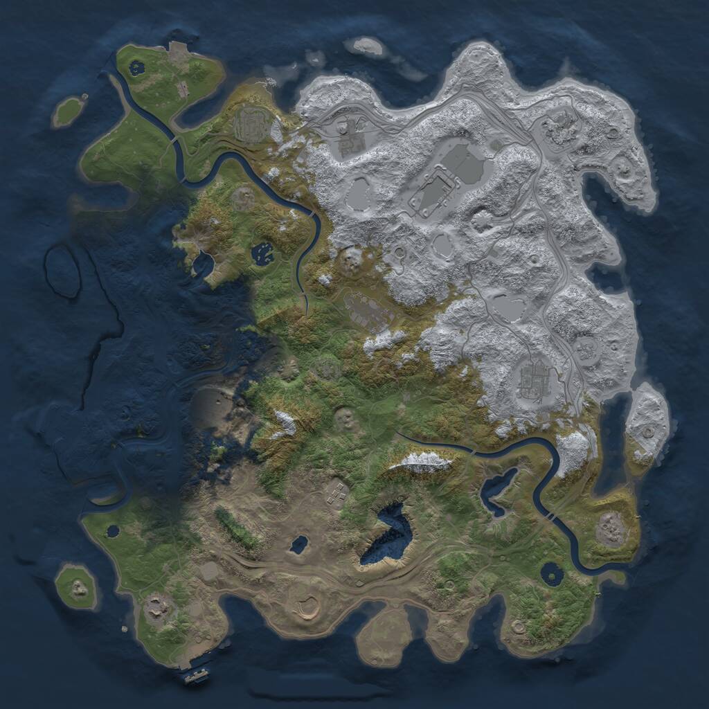 Rust Map: Procedural Map, Size: 4600, Seed: 4312, 17 Monuments