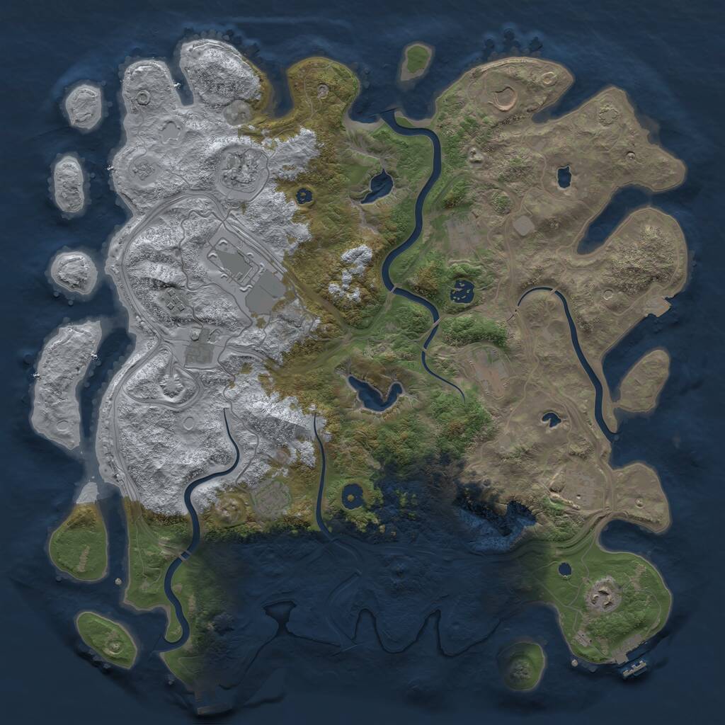 Rust Map: Procedural Map, Size: 4500, Seed: 372628486, 17 Monuments