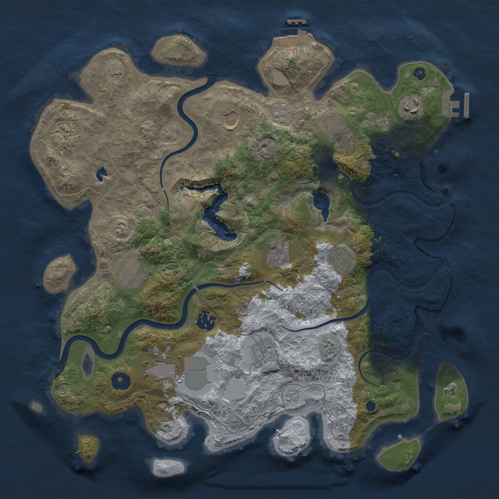 Rust Map: Procedural Map, Size: 4000, Seed: 694201234, 17 Monuments