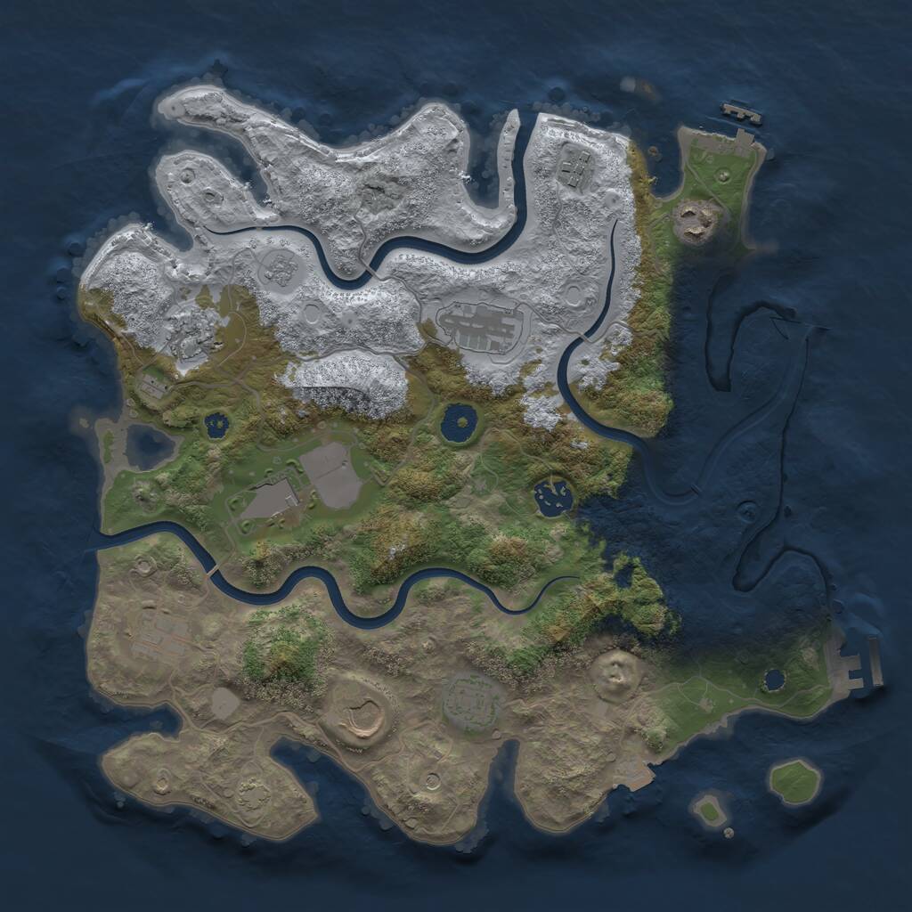 Rust Map: Procedural Map, Size: 3650, Seed: 7845, 15 Monuments